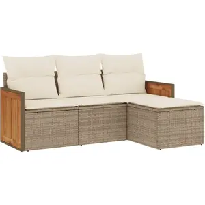 Comparateur de prix : vidaXL Salon de jardin avec coussins 4 pcs beige résine tressée