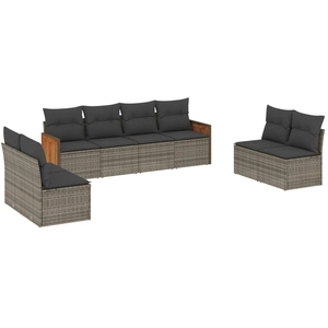 vidaXL Salon de jardin 8 pcs avec coussins gris résine tressée pas cher
