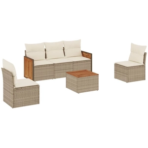 vidaXL Salon de jardin avec coussins 6 pcs beige résine tressée pas cher