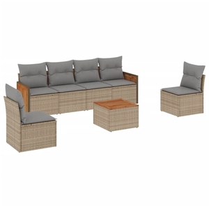 vidaXL Salon de jardin avec coussins 6 pcs beige résine tressée pas cher
