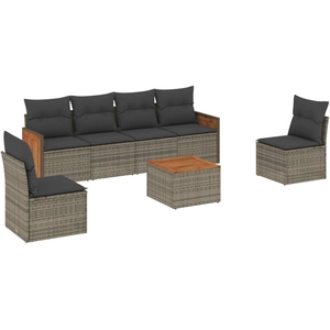 vidaXL Salon de jardin avec coussins 7 pcs gris résine tressée pas cher