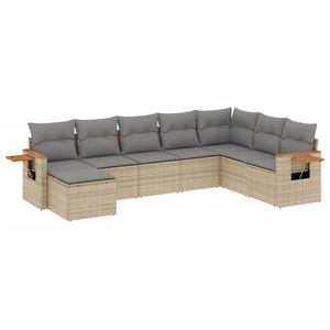 vidaXL Salon de jardin avec coussins 9 pcs beige résine tressée pas cher