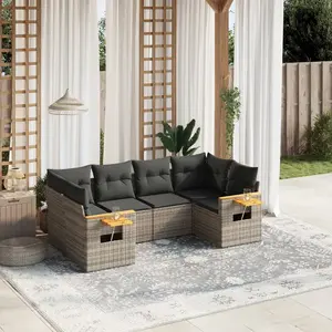 vidaXL Salon de jardin 6 pcs avec coussins gris résine tressée pas cher