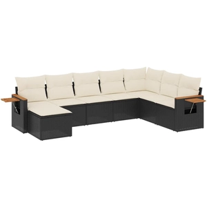 vidaXL Salon de jardin 8 pcs avec coussins noir résine tressée pas cher