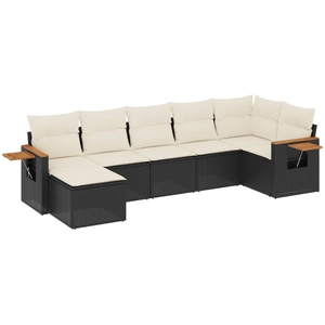 vidaXL Salon de jardin 8 pcs avec coussins noir résine tressée pas cher