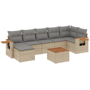 vidaXL Salon de jardin avec coussins 7 pcs beige résine tressée pas cher