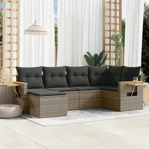 vidaXL Salon de jardin 6 pcs avec coussins gris résine tressée pas cher