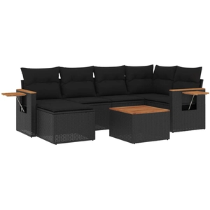 vidaXL Salon de jardin 6 pcs avec coussins noir résine tressée pas cher