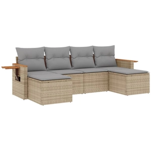 vidaXL Salon de jardin avec coussins 6 pcs beige résine tressée pas cher