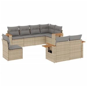 vidaXL Salon de jardin avec coussins 8 pcs beige résine tressée pas cher