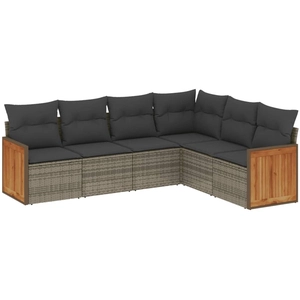 vidaXL Salon de jardin avec coussins 7 pcs gris résine tressée pas cher