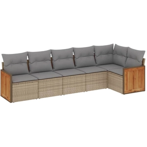 vidaXL Salon de jardin avec coussins 6 pcs beige résine tressée pas cher