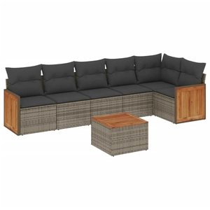 vidaXL Salon de jardin 6 pcs avec coussins gris résine tressée pas cher