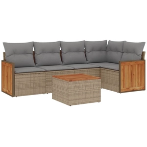 vidaXL Salon de jardin avec coussins 6 pcs beige résine tressée pas cher