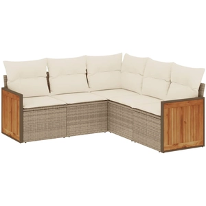 vidaXL Salon de jardin avec coussins 6 pcs beige résine tressée pas cher