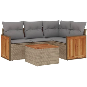 vidaXL Salon de jardin avec coussins 5 pcs beige résine tressée pas cher