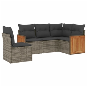 vidaXL Salon de jardin 5 pcs avec coussins gris résine tressée pas cher