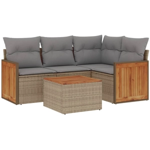 vidaXL Salon de jardin avec coussins 4 pcs beige résine tressée pas cher