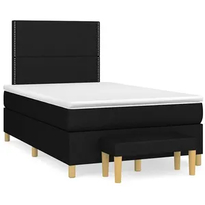 vidaXL Sommier à lattes de lit avec matelas noir 120x190 cm tissu pas cher