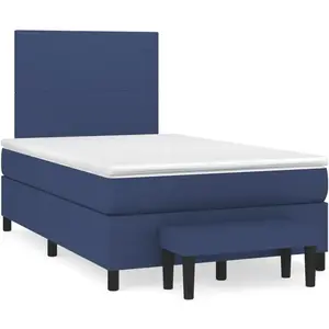 vidaXL Sommier à lattes de lit avec matelas bleu 120x190 cm tissu pas cher
