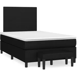 vidaXL Sommier à lattes de lit avec matelas noir 120x190 cm tissu pas cher