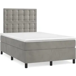 vidaXL Sommier à lattes de lit avec matelas LED gris clair 120x190 cm pas cher