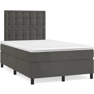 vidaXL Sommier à lattes de lit avec matelas LED gris foncé 120x190 cm pas cher
