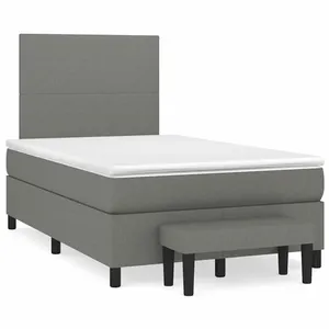 vidaXL Sommier à lattes de lit avec matelas gris foncé 120x190cm tissu pas cher