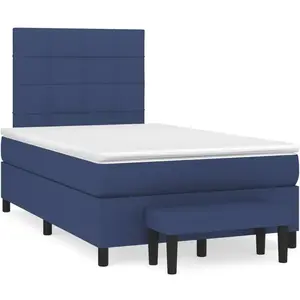 vidaXL Sommier à lattes de lit avec matelas bleu 120x190 cm tissu pas cher