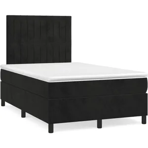 vidaXL Sommier à lattes de lit et matelas LED noir 120x190 cm velours pas cher