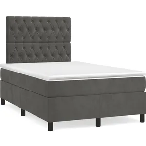vidaXL Sommier à lattes de lit avec matelas LED gris foncé 120x190 cm pas cher