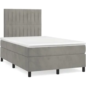 vidaXL Sommier à lattes de lit avec matelas LED gris clair 120x190 cm pas cher