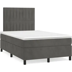 vidaXL Sommier à lattes de lit avec matelas LED gris foncé 120x190 cm pas cher