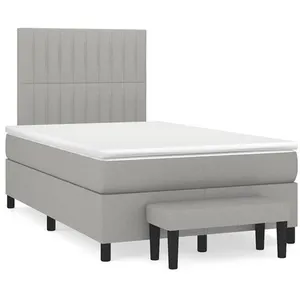 vidaXL Sommier à lattes de lit et matelas gris clair 120x190 cm tissu pas cher