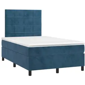 vidaXL Sommier à lattes de lit avec matelas LED bleu foncé 120x190 cm pas cher