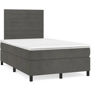 vidaXL Sommier à lattes de lit avec matelas LED gris foncé 120x190 cm pas cher