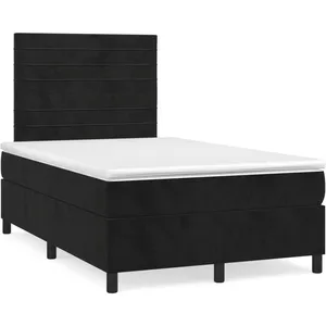 vidaXL Sommier à lattes de lit et matelas LED noir 120x190 cm velours pas cher