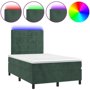 vidaXL Sommier à lattes de lit avec matelas LED vert foncé 120x190 cm pas cher
