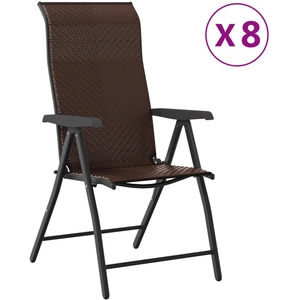 vidaXL Chaises pliables de jardin lot de 8 marron résine tressée pas cher