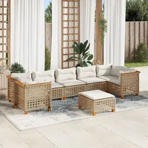 vidaXL Salon de jardin avec coussins 8 pcs beige résine tressée pas cher