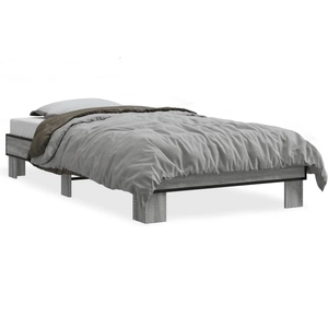 vidaXL Cadre de lit sonoma gris 75x190 cm bois d'ingénierie et métal pas cher