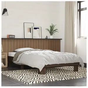 vidaXL Cadre de lit chêne marron 75x190 cm bois d'ingénierie et métal pas cher