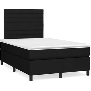 vidaXL Sommier à lattes de lit matelas et LED noir 120x190 cm tissu pas cher