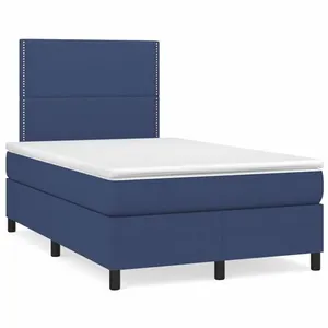 vidaXL Sommier à lattes de lit matelas et LED bleu 120x190 cm tissu pas cher