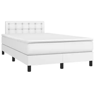 vidaXL Sommier à lattes de lit matelas LED blanc 120x190 cm similicuir pas cher
