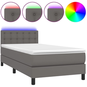 vidaXL Sommier à lattes de lit matelas LED gris 120x190 cm similicuir pas cher