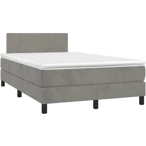 vidaXL Sommier à lattes de lit avec matelas LED gris clair 120x190 cm pas cher