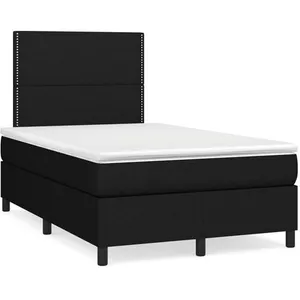 vidaXL Sommier à lattes de lit matelas et LED noir 120x190 cm tissu pas cher