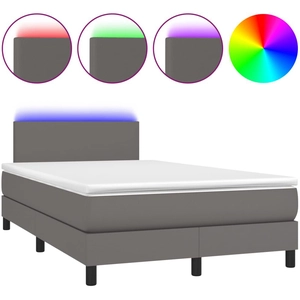 vidaXL Sommier à lattes de lit matelas LED gris 120x190 cm similicuir pas cher