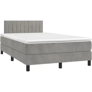 vidaXL Sommier à lattes de lit avec matelas LED gris clair 120x190 cm pas cher